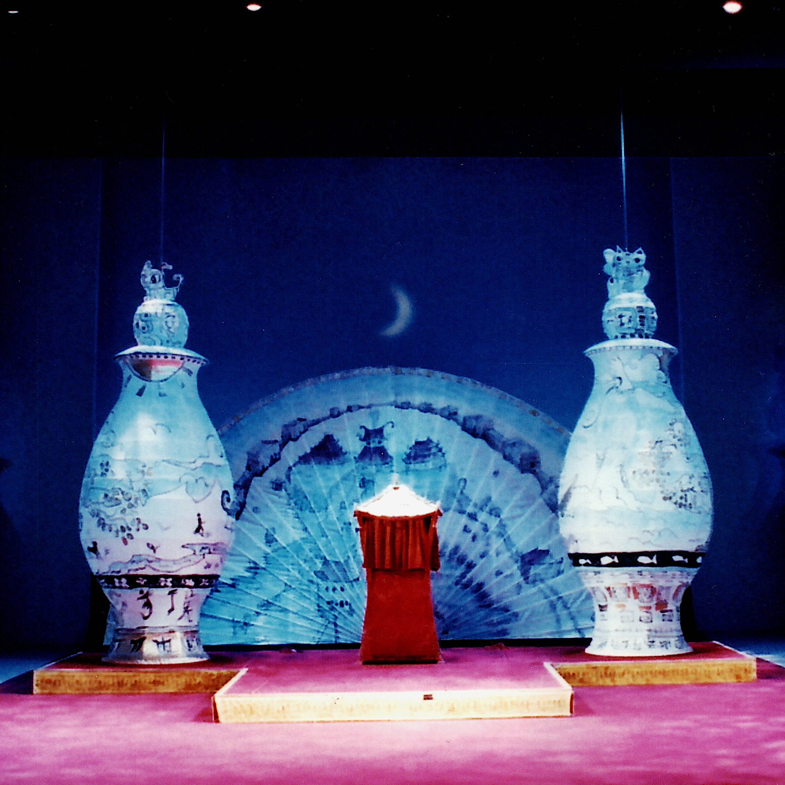 Aladdin fabric vases & fans The Old Vic Theatre Dan Maier