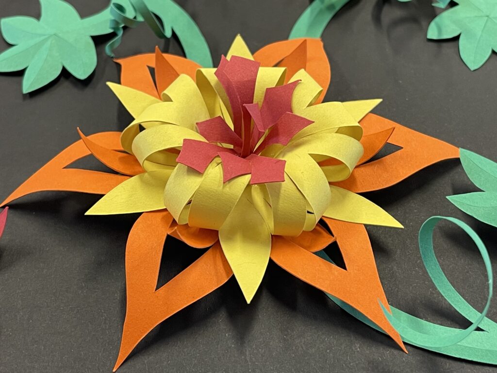 hand crafted paper sculpture flower